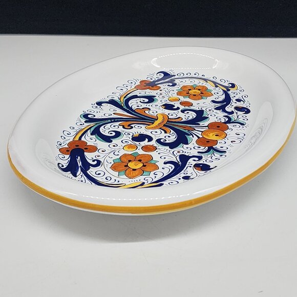 Decorative Nova Deruta Oval Platter Made In Italy Hand-Painted 10" - Picture 6 of 9